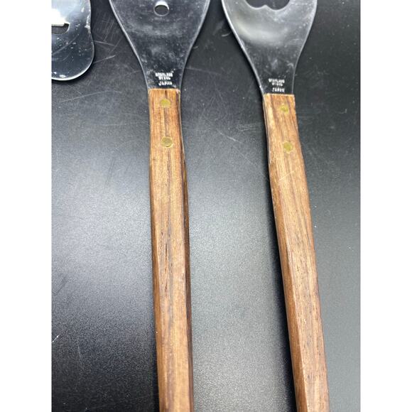 MCM Wood Handled Salad set, cheese Slicer/Server,5 cocktail‎ Forks Japan/Taiwan - Picture 5 of 10